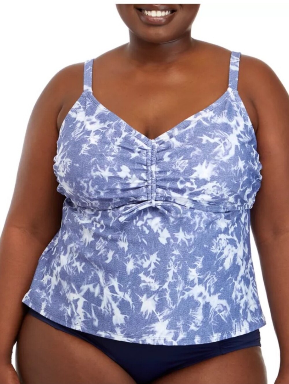 Women's Tie-Dye Swim Tankini - True Craft - Blue & White - 2X